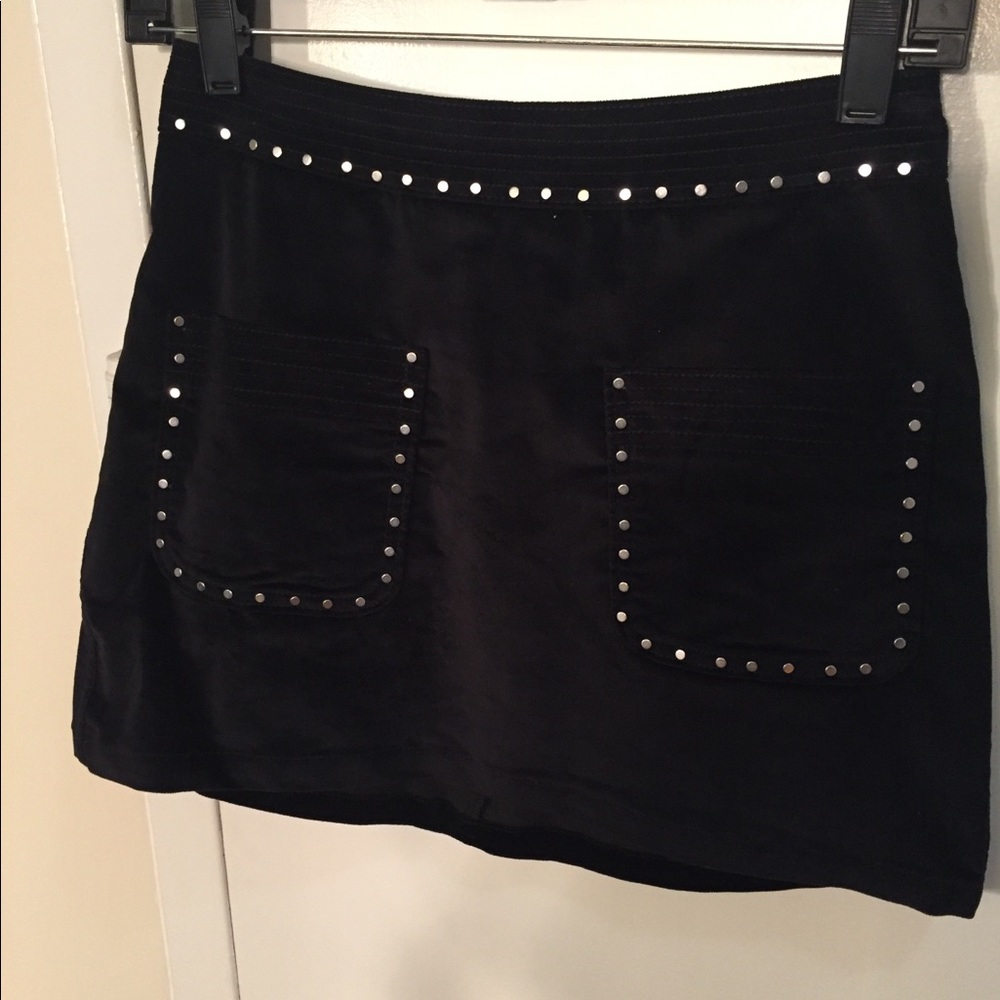 A&F black velvet studded skirt